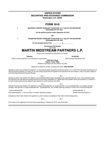 Thumbnail Martin Midstream Partners 10-Q Quarterly Report FY2016 