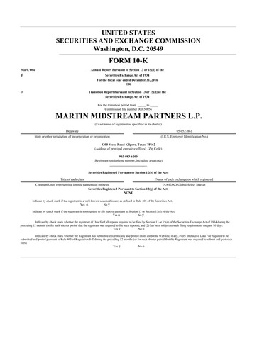Thumbnail Martin Midstream Partners 10-K Annual Report 2016