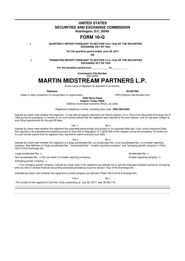 Thumbnail Martin Midstream Partners 10-Q Quarterly Report FY2017 