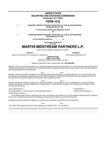 Thumbnail Martin Midstream Partners 10-Q Quarterly Report FY2017 