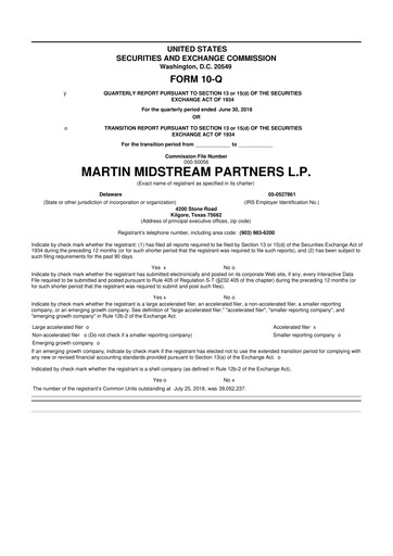 Thumbnail Martin Midstream Partners 10-Q Quarterly Report FY2018 