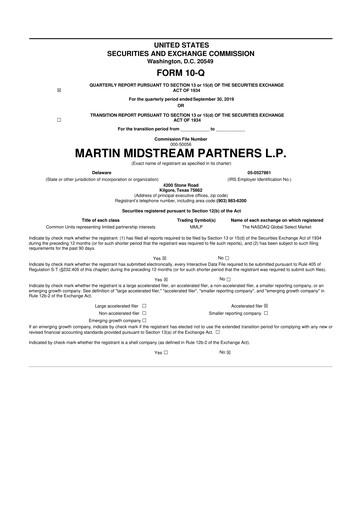 Thumbnail Martin Midstream Partners 10-Q Quarterly Report FY2019 