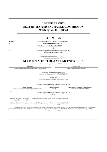Thumbnail Martin Midstream Partners 10-K Annual Report 2021