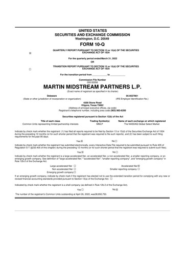 Thumbnail Martin Midstream Partners 10-Q Quarterly Report FY2022 