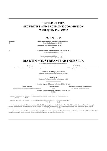 Thumbnail Martin Midstream Partners 10-K Annual Report 2022