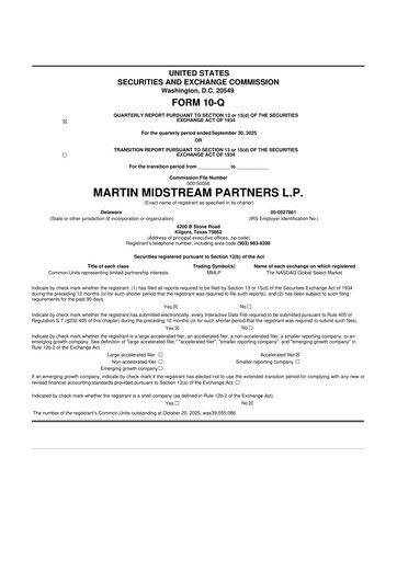 Thumbnail Martin Midstream Partners 10-Q Quarterly Report FY2025 