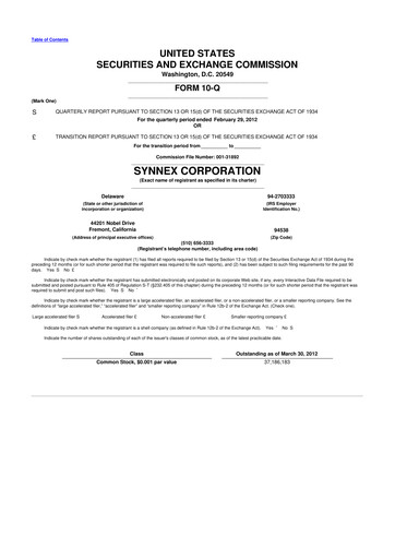 Vorschaubild TD Synnex 10-Q Quartalsbericht 2012 