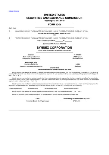 Vorschaubild TD Synnex 10-Q Quartalsbericht 2012 