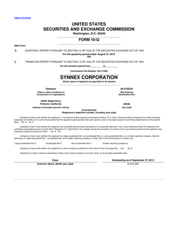 Vorschaubild TD Synnex 10-Q Quartalsbericht 2013 