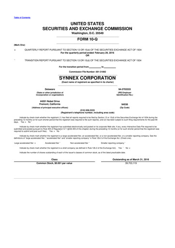 Vorschaubild TD Synnex 10-Q Quartalsbericht 2016 