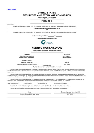 Vorschaubild TD Synnex 10-Q Quartalsbericht 2016 