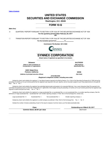 Vorschaubild TD Synnex 10-Q Quartalsbericht 2017 