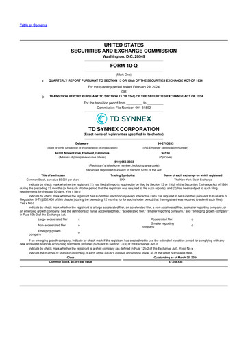 Vorschaubild TD Synnex 10-Q Quartalsbericht 2024 