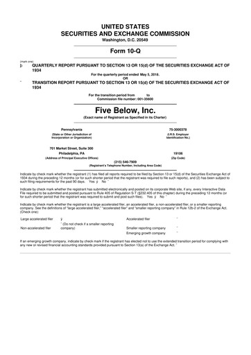 Vorschaubild Five Below
 10-Q Quartalsbericht 2018 