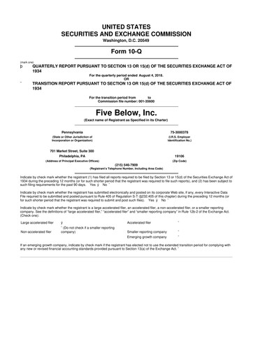 Vorschaubild Five Below
 10-Q Quartalsbericht 2018 