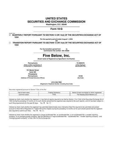 Thumbnail Five Below
 10-Q Quarterly Report FY2026 