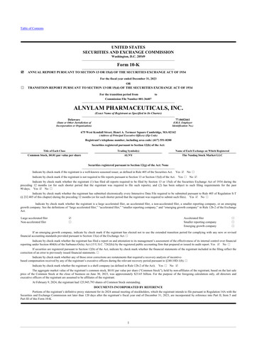 Thumbnail Alnylam Pharmaceuticals
 10-K Annual Report 2023