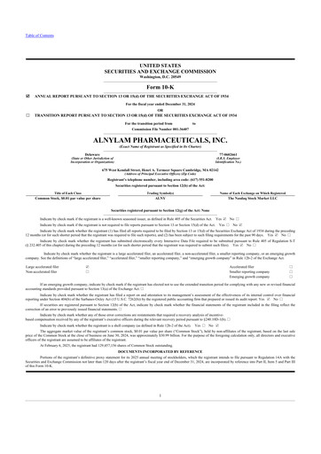 Thumbnail Alnylam Pharmaceuticals
 10-K Annual Report 2024