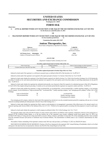 Thumbnail Amicus Therapeutics
 10-K Annual Report 2021