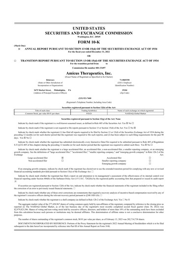 Thumbnail Amicus Therapeutics
 10-K Annual Report 2022