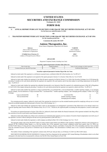 Thumbnail Amicus Therapeutics
 10-K Annual Report 2024