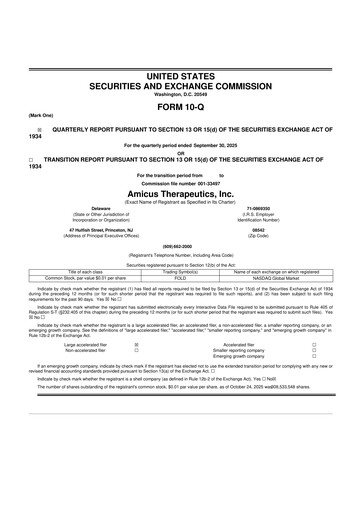 Vorschaubild Amicus Therapeutics
 10-Q Quartalsbericht 2025 