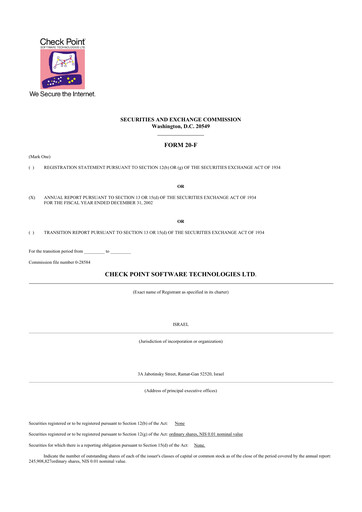 Thumbnail Check Point Software 20-F Annual Report 