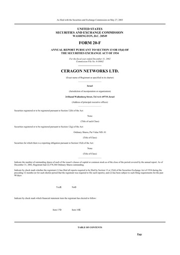 Thumbnail Ceragon Networks 20-F Annual Report 