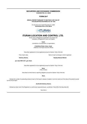 Miniature Ituran 20-F Rapport annuel 