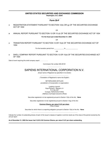 Thumbnail Sapiens International Corporation 20-F Annual Report 