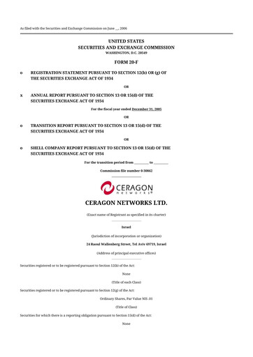 Thumbnail Ceragon Networks 20-F Annual Report 
