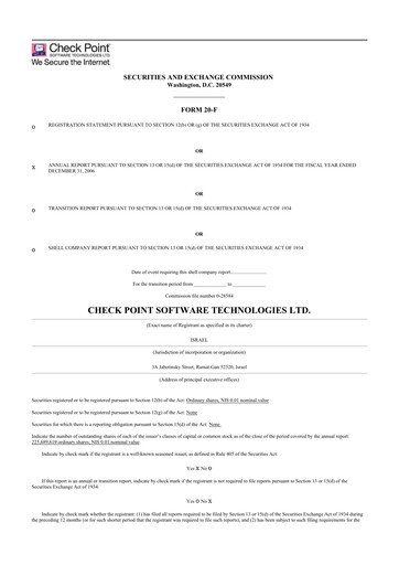 Thumbnail Check Point Software 20-F Annual Report 