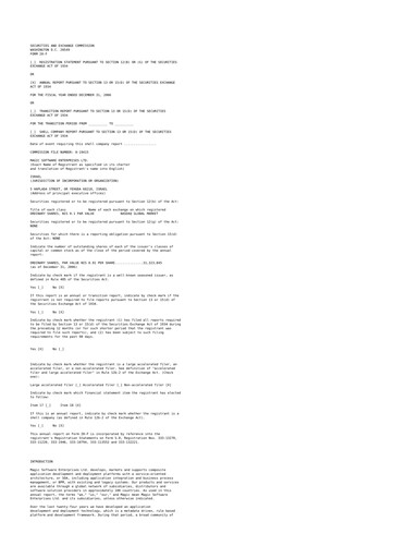 Vorschaubild Magic Software 20-F Jahresbericht 