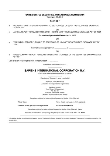 Thumbnail Sapiens International Corporation 20-F Annual Report 