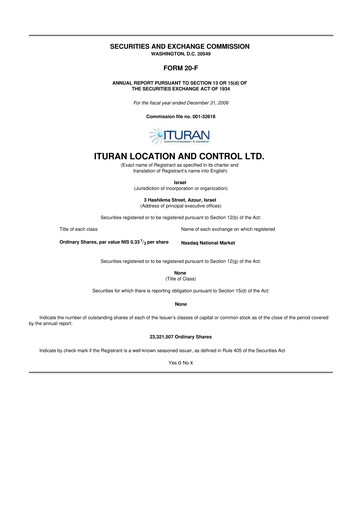 Miniature Ituran 20-F Rapport annuel 