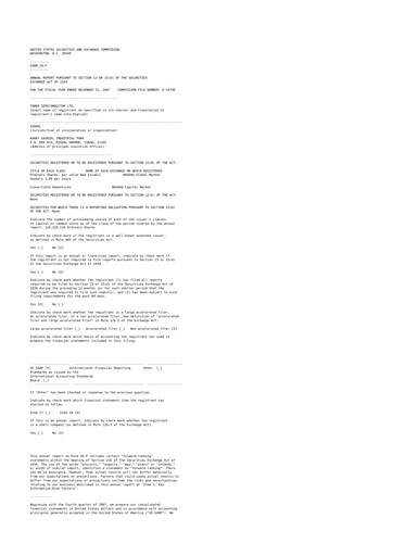 Thumbnail Tower Semiconductor 20-F Annual Report 