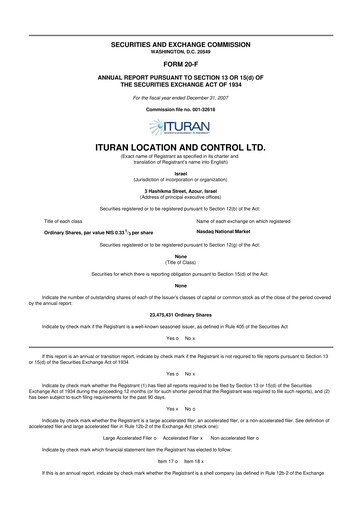 Miniature Ituran 20-F Rapport annuel 