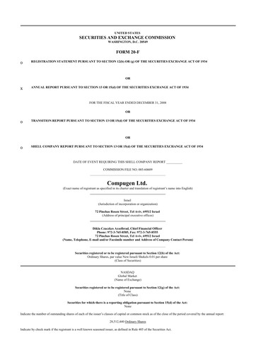 Thumbnail Compugen 20-F Annual Report 