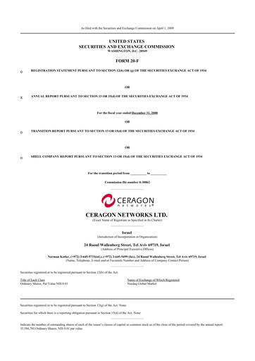 Thumbnail Ceragon Networks 20-F Annual Report 