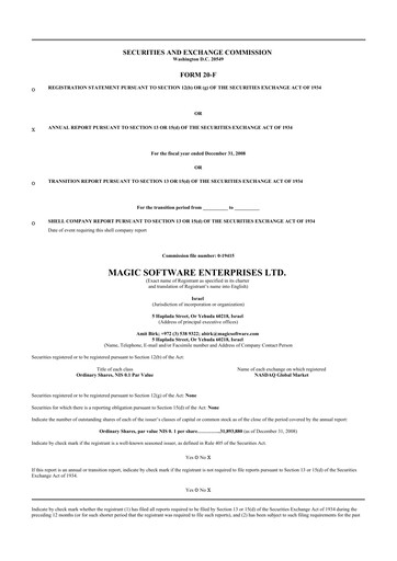 Vorschaubild Magic Software 20-F Jahresbericht 