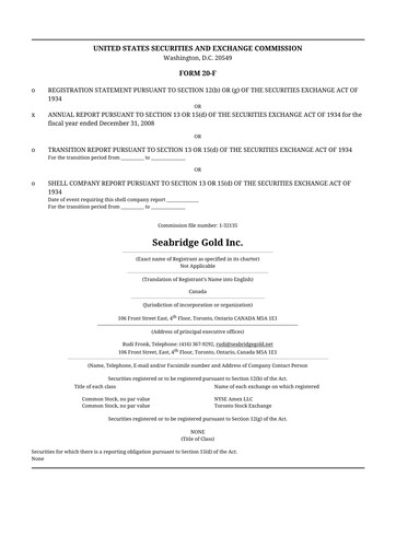 Thumbnail Seabridge Gold
 20-F Annual Report 