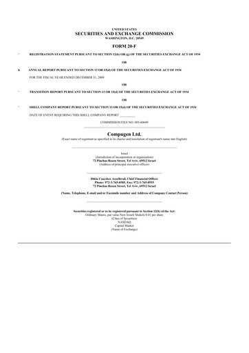 Thumbnail Compugen 20-F Annual Report 