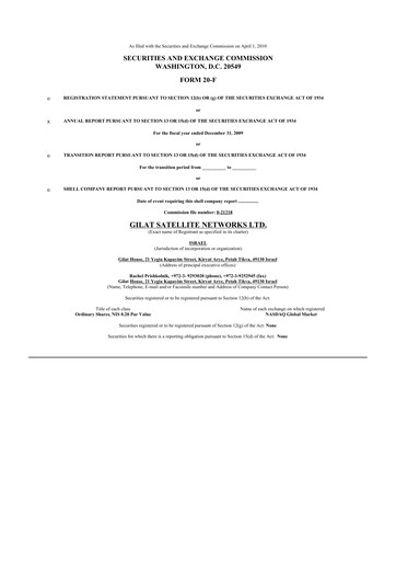 Thumbnail Gilat Satellite Networks 20-F Annual Report 