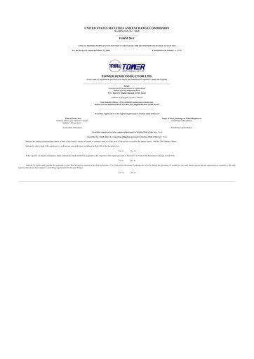 Thumbnail Tower Semiconductor 20-F Annual Report 