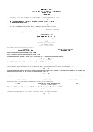 Thumbnail TAT Technologies 20-F Annual Report 