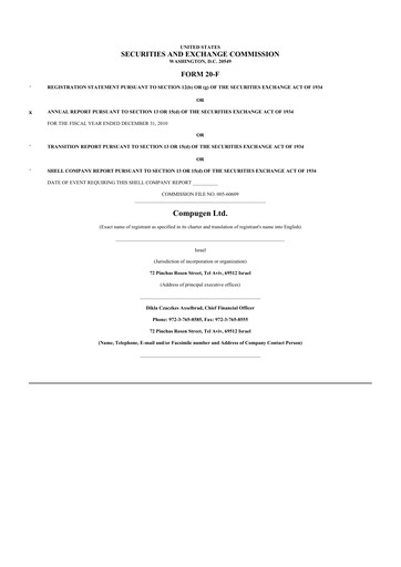 Thumbnail Compugen 20-F Annual Report 