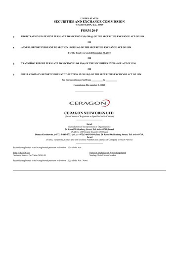 Thumbnail Ceragon Networks 20-F Annual Report 