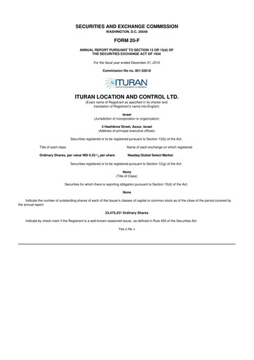 Miniature Ituran 20-F Rapport annuel 