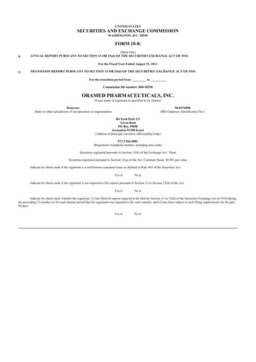 Thumbnail Oramed Pharmaceuticals 10-K Annual Report 