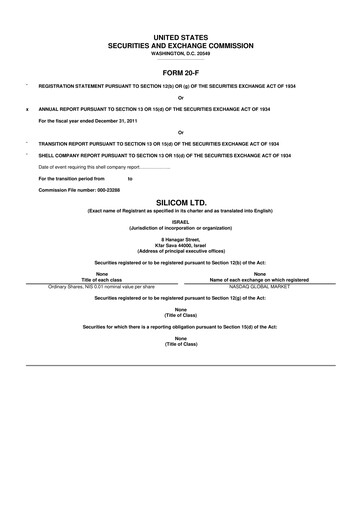 Thumbnail Silicom 20-F Annual Report 2011